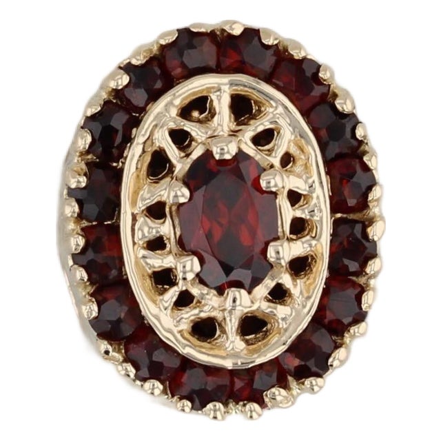 Vintage Richard Klein 1.60ctw Garnet Slide Bracelet Charm 14k Yellow Gold For Sale
