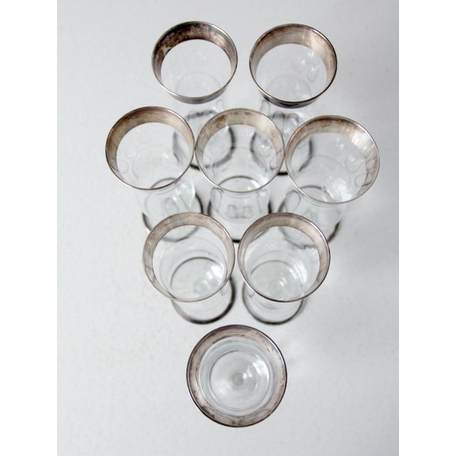 Vintage Dorothy Thorpe Silver Band Parfait Glasses Set of 8 For Sale - Image 10 of 12