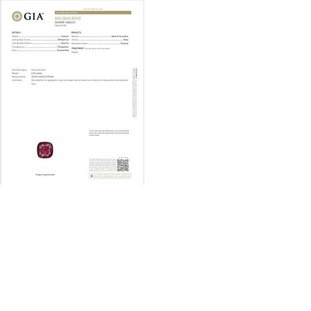 4.21 Carat Thai Ruby Diamond Platinum Ring, Gia Certified, Size 7.5 For Sale In Los Angeles - Image 6 of 6