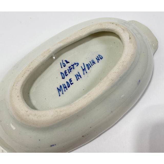 Ceramic Vintage Traditional Hand-Painted Delft Ceramic Salt and Pepper Shakers in Tray - 3pcs For Sale - Image 7 of 10