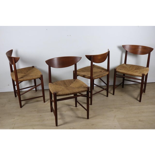 Brown Scandinavian Teak and Rope Chairs by Peter Hvidt, 1960s, Set of 4 For Sale - Image 8 of 18