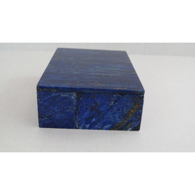 Contemporary Lapis Lazuli Trinket Box With White Marble Core Expertly Handcrafted Blue Gemstone Jewelry Keepsake For Sale - Image 3 of 7