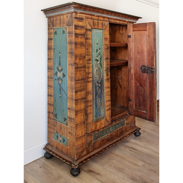 Antique Tyrolean Hand-Painted Bauernschrank With Faux-Bois Finish | Ca. 1790s For Sale - Image 4 of 4