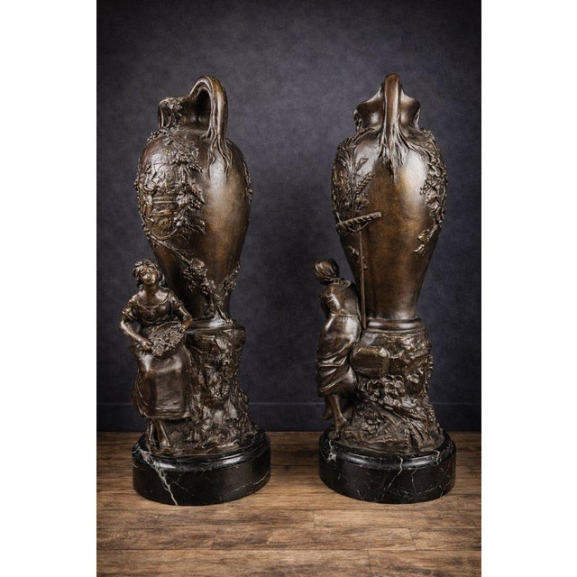 Large Napoleon III Vases by François Moreau, Set of 2 For Sale - Image 3 of 5