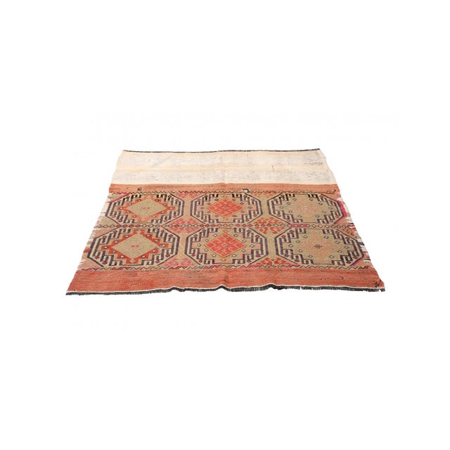 Mid-Century Modern Vintage Decorative Embroidered Kilim Rug - 4`5″ X 4`7″ For Sale - Image 3 of 6