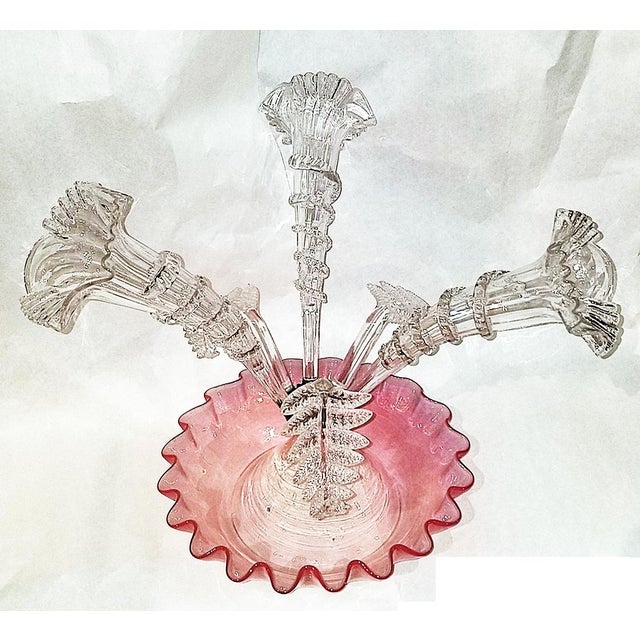 French Late 19th Century French Blown Glass Epergne Vase For Sale - Image 3 of 8