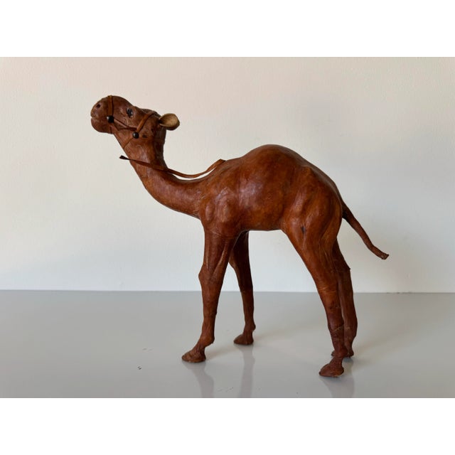 Camel Vintage Leather Camel Sculptures – A Pair/ Sold For Sale - Image 8 of 11