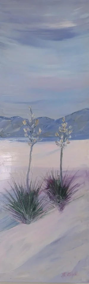 1990s "White Sands Yucca" by Anita Blythe Original Palette Knife Oil Painting