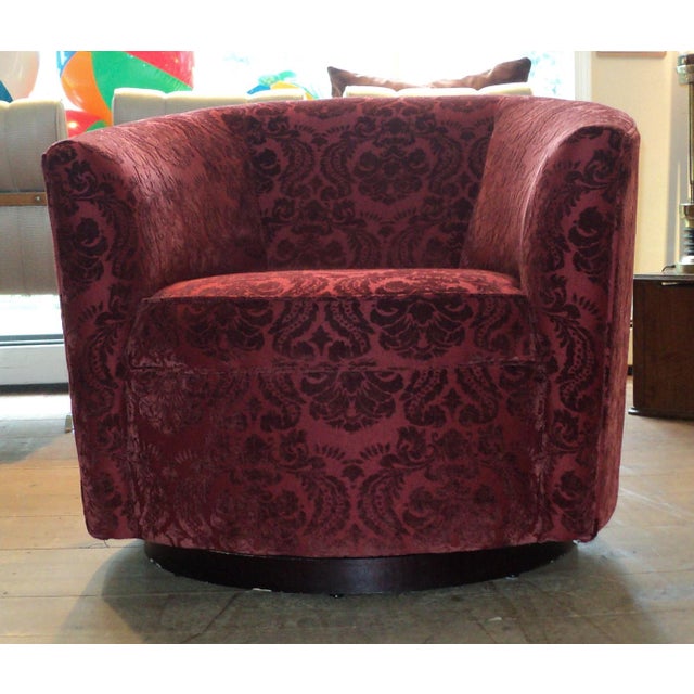 Mid Century Modern Red Swivel Club Barrel Chair Chairish
