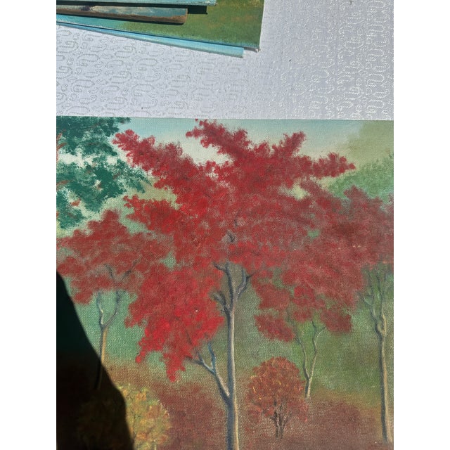 1990s 1990s Colorful Trees and Foliage Landscape Painting on Canvas For Sale - Image 5 of 8
