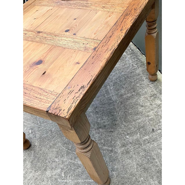 Wood Vintage Knotty Pine Turned Wood Table For Sale - Image 7 of 12