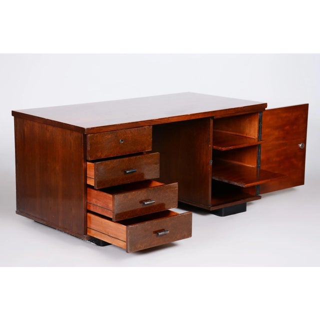 Brown Art Deco Writing Desk by Jindřich Halabala, 1930s For Sale - Image 8 of 14