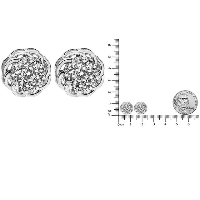 Early 21st Century .925 Sterling Silver 1/2 Cttw Round Diamond Cluster Openwork Floral Halo Stud Earrings (I1-I2 Clarity, I-J Color) For Sale - Image 5 of 5