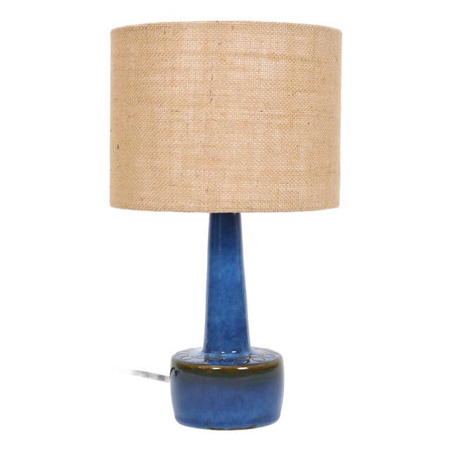 Danish Ceramic Model 972 Table Lamp with Jute Lampshade from Søholm, 1970s For Sale