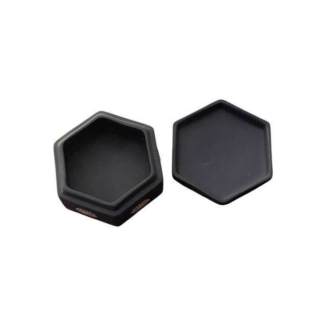 English Vintage Wedgwood Jasperware Portland Blue Hexagon Trinket Box For Sale - Image 3 of 7