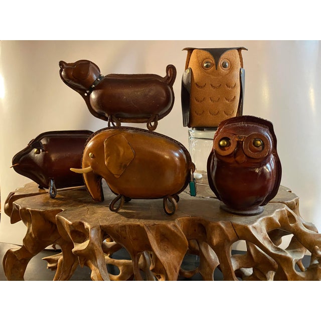 1960s Collection of Kounoike Leather Animal Banks- Set of 5 For Sale - Image 12 of 12
