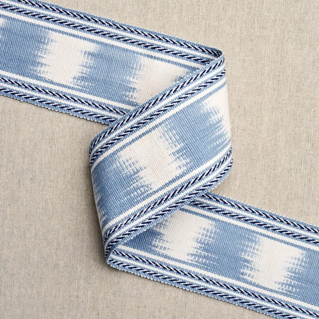 Contemporary Schumacher Banyan Ikat Tape In Sky For Sale - Image 3 of 3