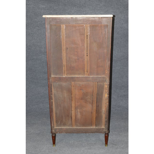19th C French Louis XVI Bronze Mounted Marble Top High Chest Semanier For Sale - Image 4 of 10
