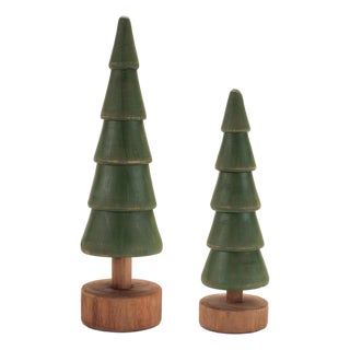 Rustic Wooden EverGreen Tree (Set of 2) For Sale