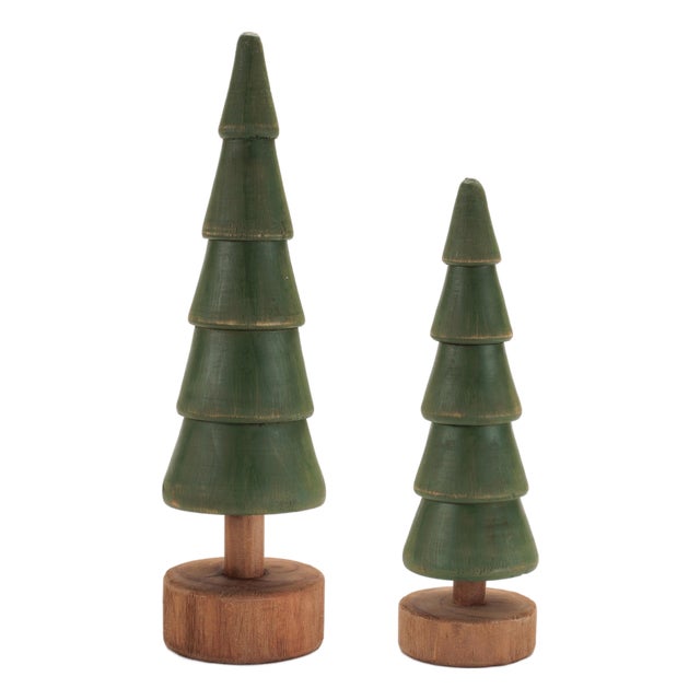 Rustic Wooden EverGreen Tree (Set of 2) For Sale