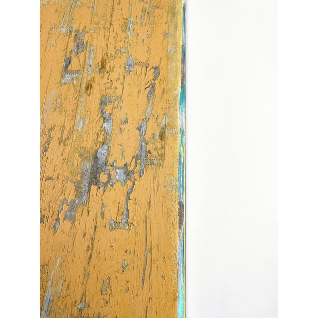 Vintage Trestle-Style Country Farmhouse Bench Storied Patina For Sale - Image 6 of 12