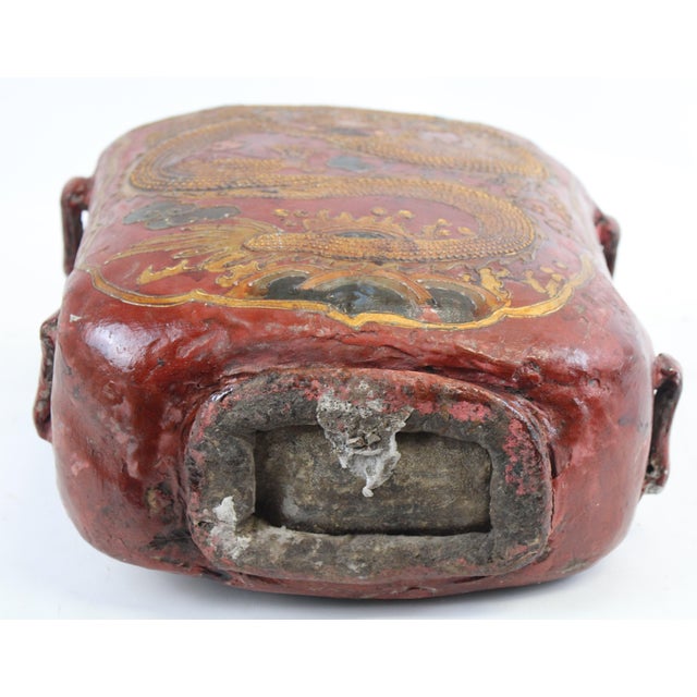 Brick Red Vintage Dragon Design Oil Storage Vessel For Sale - Image 8 of 14