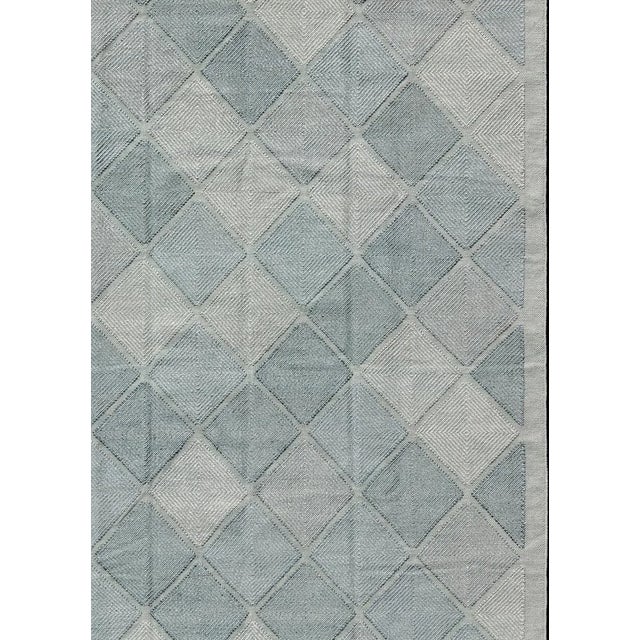 Keivan Woven Arts Hand-Woven Scandinavian Rug, Wool, Blue & Green 9'1 X 12'11 For Sale - Image 4 of 11