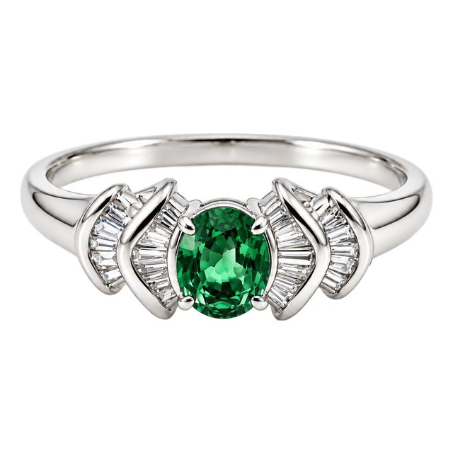 Vintage Platinum Alexandrite & Natural Diamond Halo Ring, Size 9 For Sale