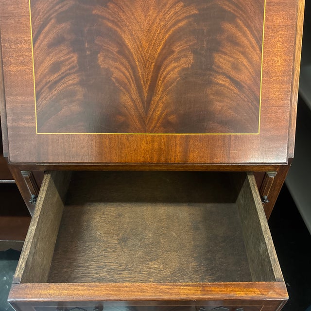Vintage Georgian Style Flame Mahogany Secretary Desk For Sale - Image 10 of 10