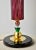 Raspberry Red Murano Glass Etched Aubergine and Multi-Color Table Lamps - Pair For Sale - Image 8 of 9