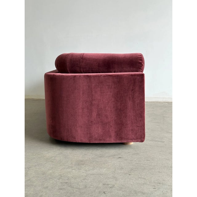1990s 1990s Post Modern Sofa in Burgundy Velvet For Sale - Image 5 of 14