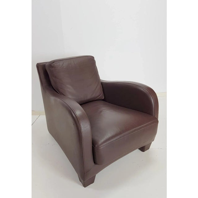 Italian Modern Brown Leather Armchair from Musa Design, 2000s For Sale - Image 4 of 14