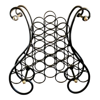 20th Century French Wrought Iron and Brass Wine Rack For Sale