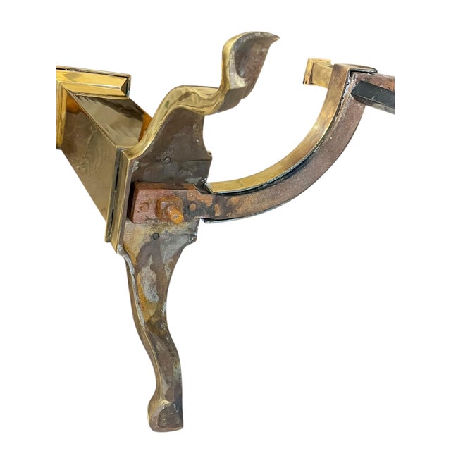 Pair Antique English Georgian Style Brass and Iron Andirons Chenets For Sale - Image 15 of 16