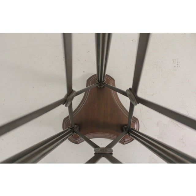 Leather Wrapped Studded Glass Top Pedestal Table For Sale In Philadelphia - Image 6 of 11