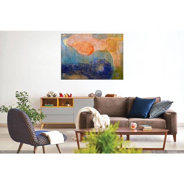 Abstract Modern Abstract Original Large Painting "Where Day Meets Night" by Sonia Gold For Sale - Image 3 of 15