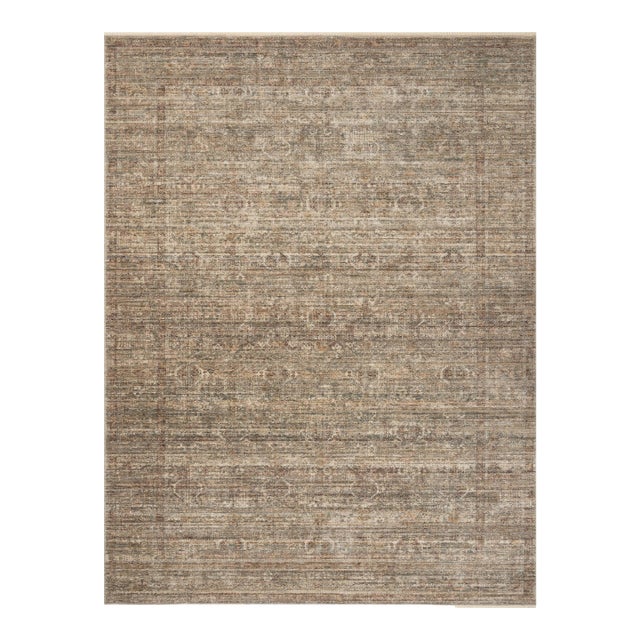 Amber Lewis x Loloi Molly Tobacco / Sage 6'-7" x 9'-2" Area Rug For Sale