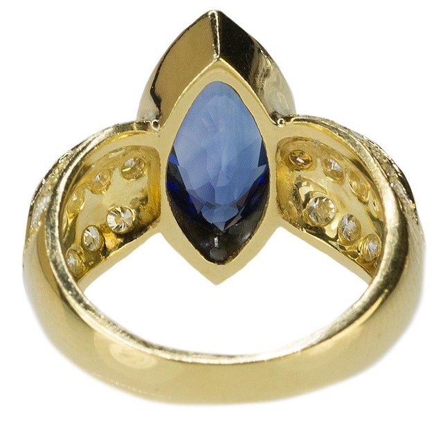 Late 20th Century Maquis Sapphire Ring, Size 7 For Sale - Image 4 of 4
