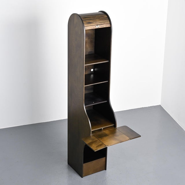 Brown Model 5822 Roll-Top Secretary by Klaus Vogt for Thut Möbel, 1970 For Sale - Image 8 of 18