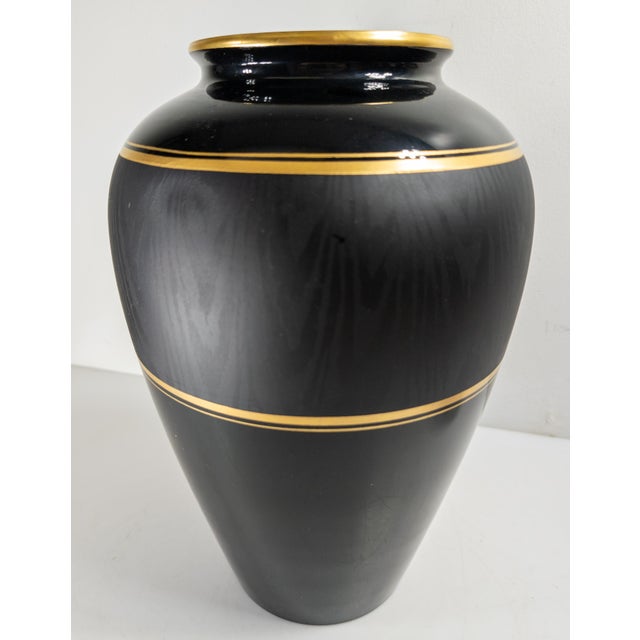 Early 20th Century Early 20th Century Bohemian Czech Art Glass Vase With Gilt Bands and Acid Etched Wood Grain For Sale - Image 5 of 11