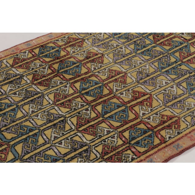 Vintage Turkish Rug Pair With Colorful Repetitive Geometric Lattice - Rug & Kilim For Sale In New York - Image 6 of 10