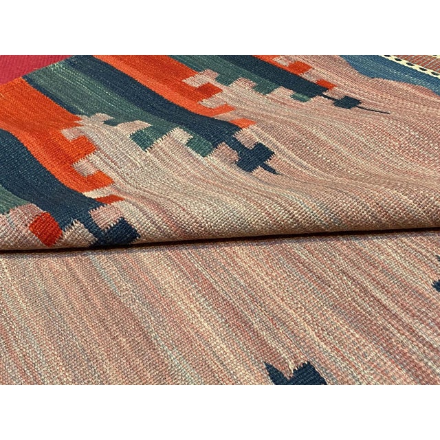 Modern Handwoven Wool Kilim Rug For Sale - Image 3 of 8