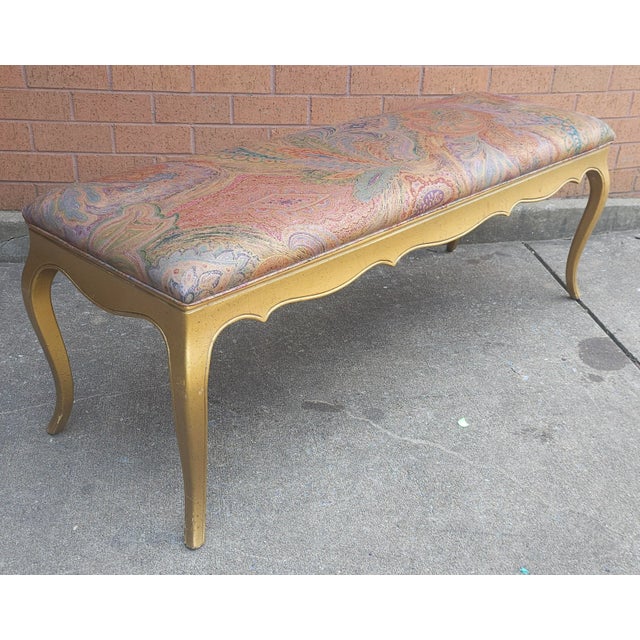 French Provincial Provincial Style Giltwood and Upholstered Bench For Sale - Image 3 of 6