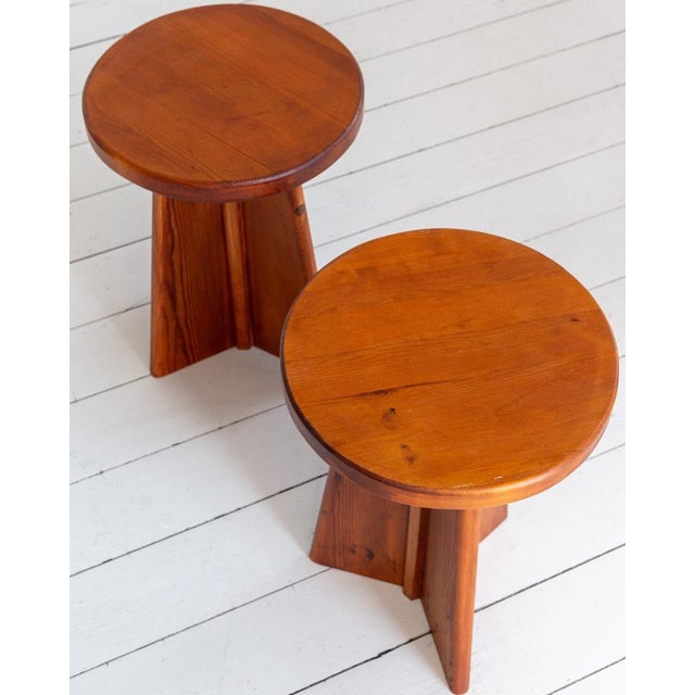 Scandinavian Stained Pine Stool, Set of 2 For Sale - Image 5 of 9