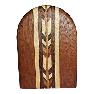 Vintage Wood Marquetry Single Bookend Brass Base