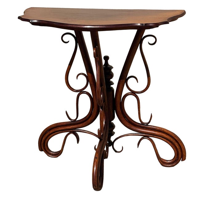 Victorian Late Victorian Polished Rosewood Bent Wood Scrolling Console Table Attributed to Thonet For Sale - Image 3 of 7