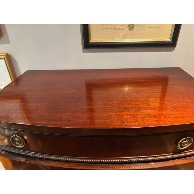 Wood 1930s Drexel Company Mahogany Bowfront Chest of Drawers For Sale - Image 7 of 14