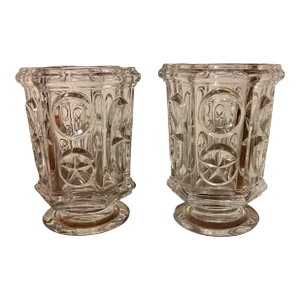Antique 19th Century American Boston & Sandwich Glass Eapg Spoon Holder Spill Vase 1850 - a Pair