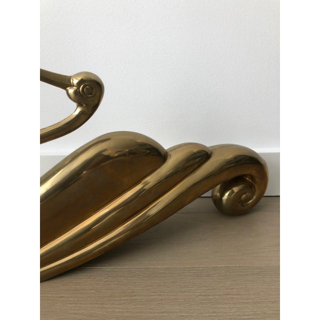 Brass 1980s Modernist Brass Swan Sculpture by Dolbi Cashier For Sale - Image 8 of 9