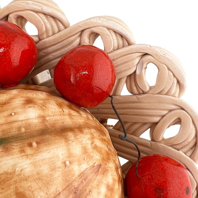 Italian Ceramic Bassano Majolica Trompe L’Oeil Fruit Centerpiece Basket For Sale - Image 9 of 9